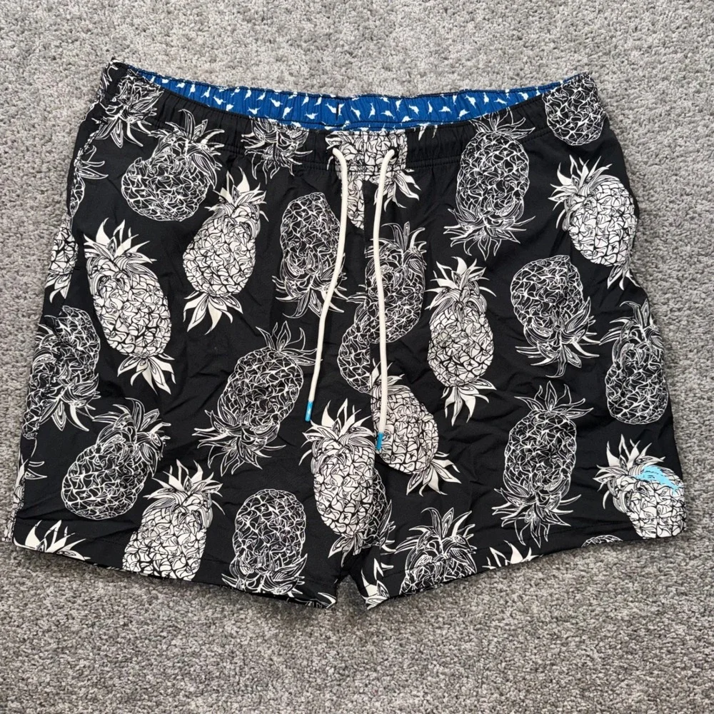 Tommy Bahama Swim Trunks Mens Pineapple Graphic Black XXL NEW